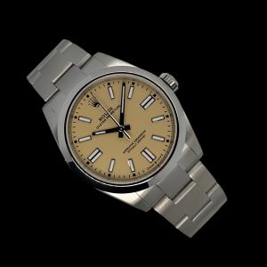 Rolex Oyster Perpetual 41 Beige Neu Stahl Box Papiere Ref. 134300